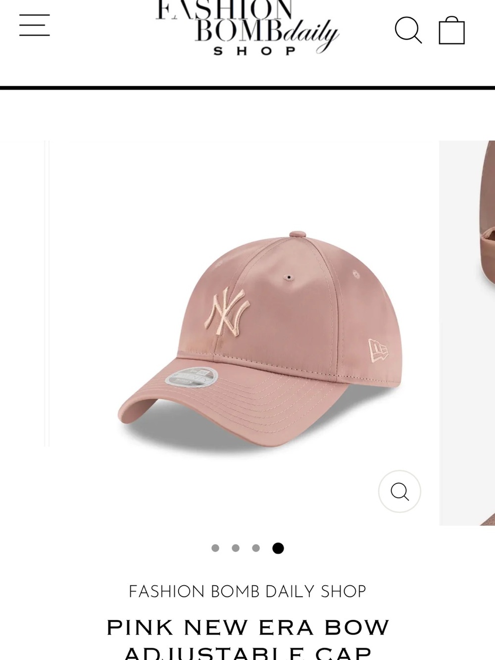 New Era Dusty Pink NY Adjustable Baseball Cap Bow tie